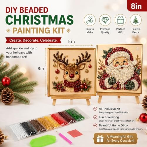 Christmas Pearl Diamond Painting Suncatcher Kit, DIY Bead Craft (#E)
