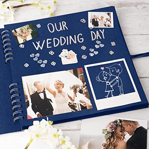 Bstorify 10 x 10 Inches Scrapbook Album 70 Pages Blue | Hardcover with Thick 200 GSM Kraft Paper, Ideal for Your Scrapbooking Albums, Art & Craft Projects (Blue, 10 x 10 Inch)