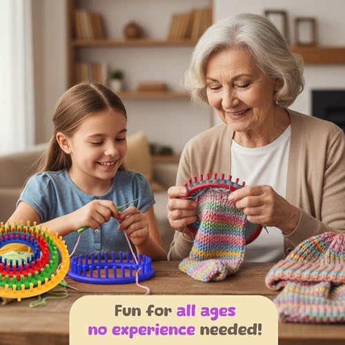 Olikraft Knitting Loom Kit for Beginners, 4 Round and 2 Rectangular Looms