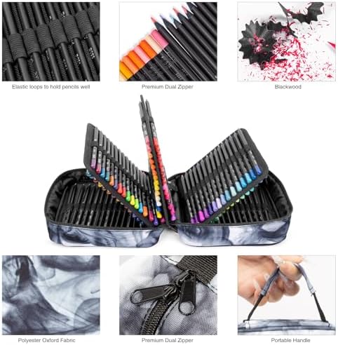 H & B 120-Color Colored Pencils Set with Mandala Coloring Sheets, Eraser, Sharpener - Soft Oil-Based CoresArt Supplies Drawing Kit for Adults, Kids, and Beginners