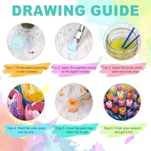 GEEHEIY Paint by Numbers Kit for Adults, Colorful Tulip Number Painting, 16 x 20 Inch