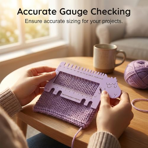 Crochet Gauge Measuring Tool,2026 New Knitting Needle Gauge Sizer,Crochet Hooks & Spinner Yarn Gauge Swatch Ruler Sweater Measuring Tool for Weaving, Crafting (3 PCS)