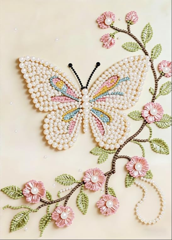 Butterfly Pearl Diamond Painting Kits for Adults,5D Diamond Art Pearl Kits