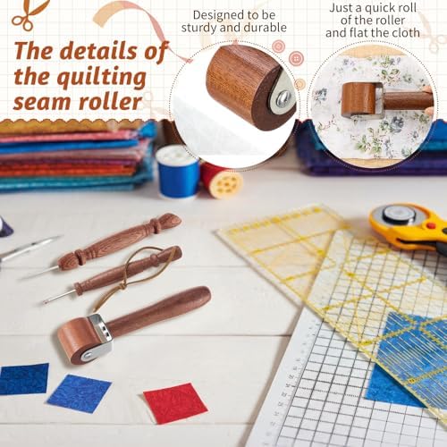 AceOrbit 4 Pcs Wooden Clapper Sewing Quilting Tool Set, Deluxe Set