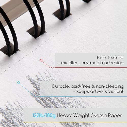 MEEDEN 9"x12" Sketchbook Paper Pad: 122lb/180gsm, 60 Sheets Heavy Weight