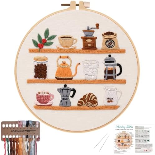 Nuberlic Coffee Bar Embroidery Kit for Beginners