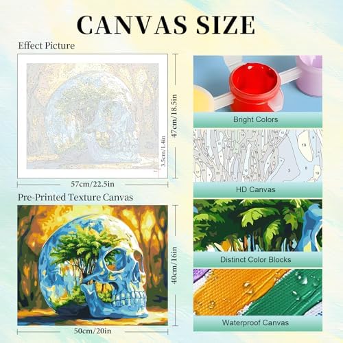 Paint by Numbers Kit for Adults, Fantasy Skull DIY Painting Kit, 16x20 Inch