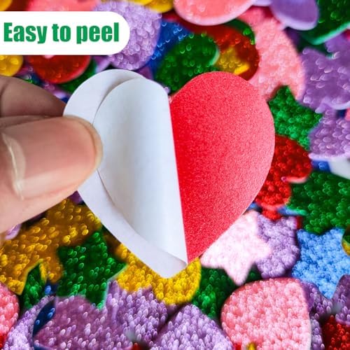 280 Pcs Glitter Foam Stickers Colorful Foam Stars and Hearts Self-Adhesive Stickers for DIY Scrapbooks Greeting Cards Arts Craft Supplies Christmas Birthday Holiday Party Decor