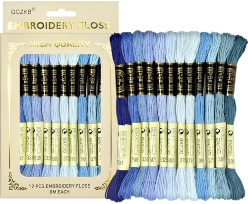 Premium Rainbow Color Embroidery Floss - Cross Stitch Threads - Friendship Bracelets Floss - Crafts Floss - 12 Skeins Per Pack Embroidery Floss,Ocean Color