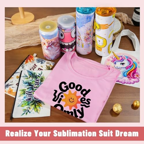 Joyclub 5 Pack Sublimation Shirts Blanks Bulk Polyester Unisex S-2XL | Wholesale crew neck short sleeve for heat transfer and vinyl; mixed sizes simplify team, event and small-batch planning gifts