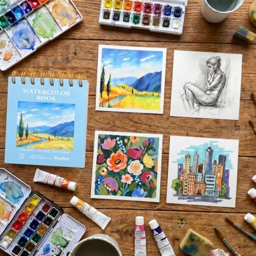 4x4 Inch Watercolor Paper Pad, 35 Sheets, 140 Lb Cold Press, Spiral