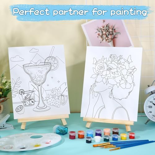Marspark 30 Pack 9 Inch Wood Easels Bulk Tabletop Easel for Painting Small Easel Stand for Painting Canvas Easels Display Stand Tripod, Back to School Gifts, Portable Canvas Photo Picture Sign Holder
