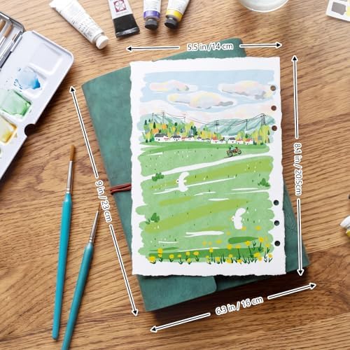 Watercolor Journal, 24 Sheets Cold Press Paper, 5.5 x 8.1 in, Green