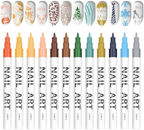 12 Color Nail Art Pens Kalolary Nail Art Markers Point Graffiti Dotting Pen