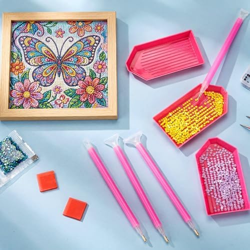 Affrolling 90 Pcs Diamond Art Tools, Drill Pens Trays Glue Clay