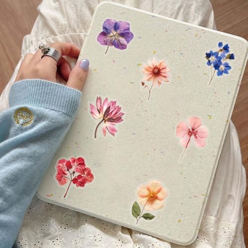 50PCS Transparent Flora Scrapbook Stickers, Vintage Aesthetic Flowers Sticker for Scrapbooks Travel Journal, Vinyl Waterproof for Water Bottles Laptop Phone Scrapbook Supplies DIY Crafts, (Flower-C)