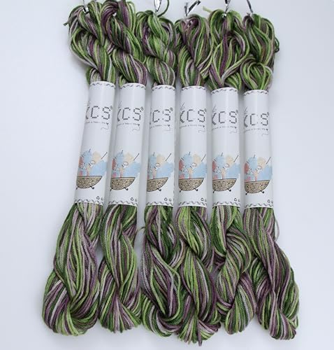 KCS Big skeins of 25 Meters Size 25 Color Variegated Cross Stitch Stranded Threads,6 skeins,4505