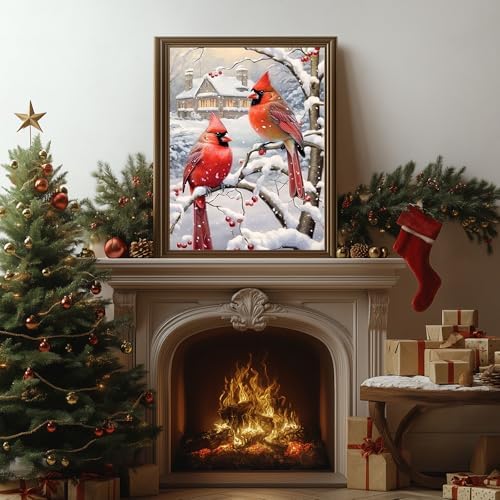 Cardinal Paint by Numbers Kit for Adults Canvas, Paint by Number Christmas