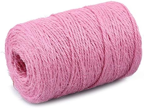 KINGLAKE Pink Jute Twine, 328 Feet, 2mm, Light, Twisted, Perfect for Arts, Crafts, Weddings, Christmas, Valentines Day Gifts