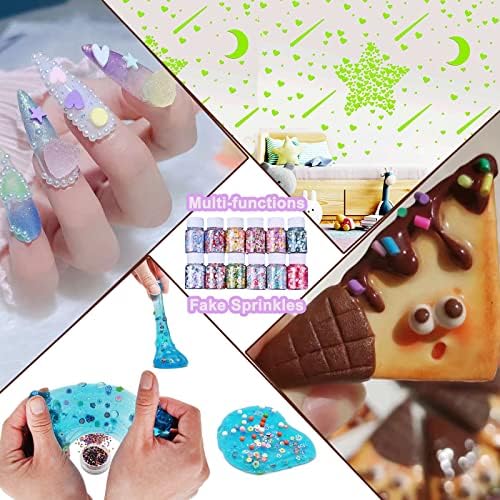 Fake Sprinkles 180g Polymer Clay Sprinkles Fake Candy Sprinkles Faux Sprinkles for Resin Slime Crafts Nail Art Slices Phone Case DIY Fake Cake Cupcake Ice Cream Shaker Card Project