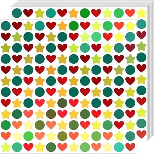 2160 Pcs Holographic Star Heart Dot Shapes Stickers for Kids 0.6 Inch