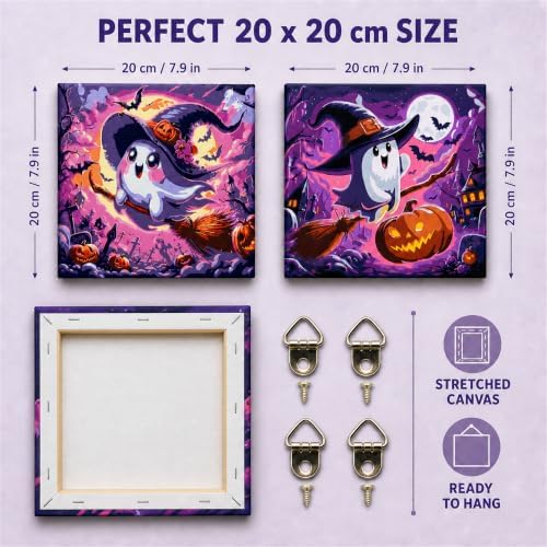 Yiolikan 2Pcs Halloween Paint by Numbers Kits for Adults Framed