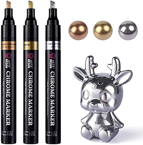 LET'S RESIN Liquid Mirror Chrome Metallic Markers 3 Colors,Reflective Gloss | 2-5mm Larger Application Area, 3 Colors Epoxy Resin Tools for Coloring, Stroke, Painting, DIY Craft