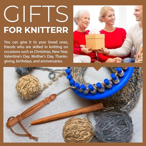 Set 2 Loom Pen Tool & Loom Hook, Yarn Helper, Yarn Guide for Loom Knitting, Handmade Tools to Make Yarn Loom Crafts Quicker & Easier for Knitters