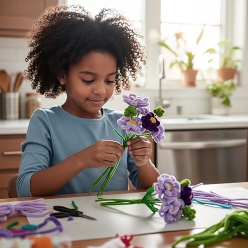 Caydo 200 Pieces Purple Pipe Cleaners for Flowers