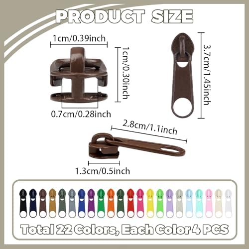 DOITEM 88Pcs Zippers Repair Kit Zipper Replacement 5# Zipper Pull Rescue Kit for Clothing Jackets Purses Luggage Backpacks (22 Colors)