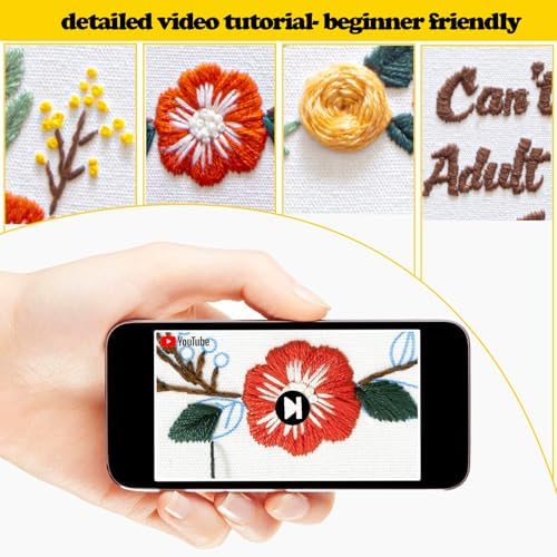 Topapfo Funny Embroidery Kit with Tutorial for Beginners Adults, Hand Embroidery Pattern with Hoops Thread Needles Tutorials