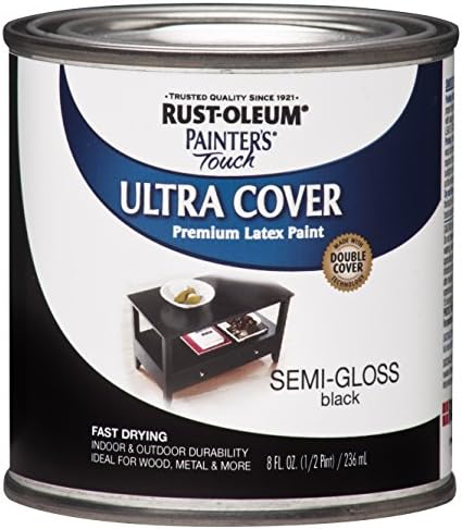 Rust-Oleum 1974730-6PK Painter's Touch Latex Paint, Half Pint, Semi-Gloss Black, 8 Fl Oz (Pack of 6)
