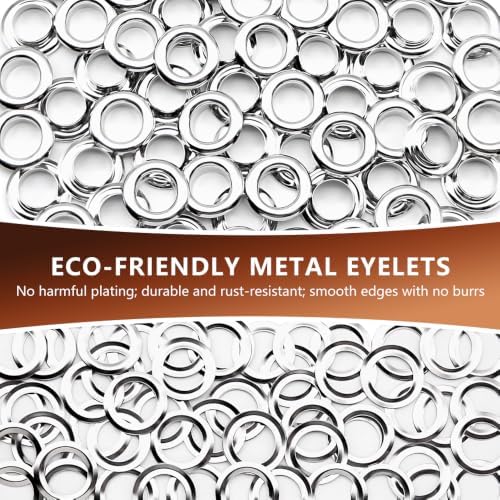 SEMINI 100 Sets 10mm Silver Grommet Eyelet Kit for Fabric Leather Crafts