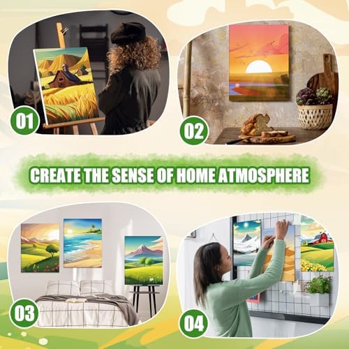 Sherr 20 Pcs Pre Drawn Canvas Landscape for Painting for Adults