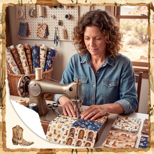 HunnmingRe 20 Pcs 10''x10'' Western Cowboy Quilting Fabric Squares