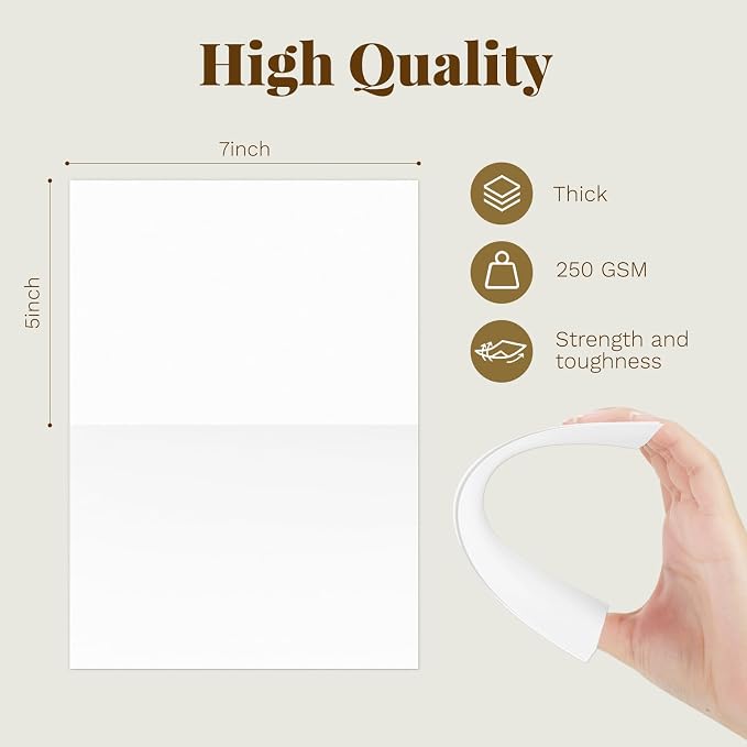100 Pack Goefun Blank Cards and Envelopes 5x7 White for Invitations