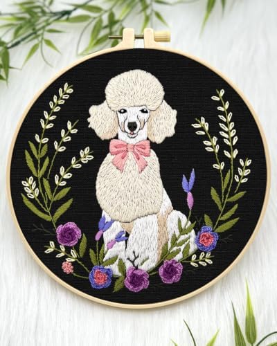 ERKOON Embroidery Kit for Beginners Adult Poodle Cross Stitch Set
