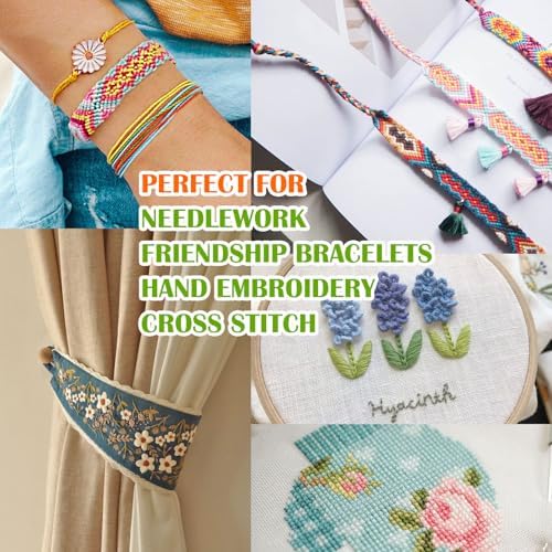 Friendship Bracelet String 50 Skeins Rainbow Color Embroidery Floss Cross Stitch Embroidery Thread Cotton Floss Bracelet Yarn, Craft Floss(Classic Color)