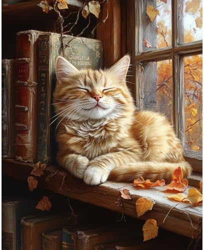 obterie Cat Paint by Numbers Kit for Adults Beginner Books Oil Painting Kit Adult Paint by Number Kits on Canvas DIY Painting for Beginners Art by Numbers for Gifts Home Wall Decor 16x20 Inch