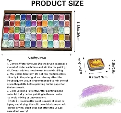 Forestry Shifting Watercolor Painting Set，Shifting Watercolor Painting Set，20 Colors Watercolor Painting Set，Metallic Watercolors，Glitter Watercolor Paint For Children Adults Art Painting (Wooden box 60 colors)