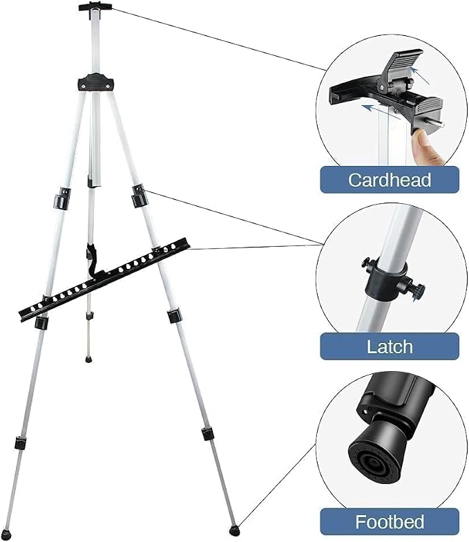 RRFTOK Easel Stand for Painting and Sign, Adjustable 17-66 Inch | Portable aluminum tripod art easel for display stand, poster stand, canvas holder, adults, floor use and carry bag