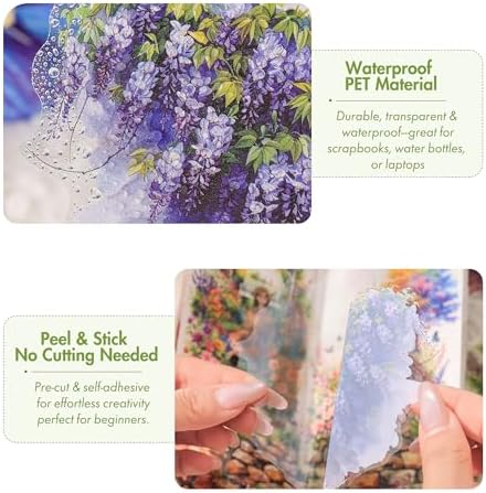 3.4" Large Flower Stickers for Scrapbooking – 60PCS Waterproof Wall &Floral Stickers for Journaling, Junk Journal Supplies, Card Making, DIY Crafts & Bullet Journal Planner