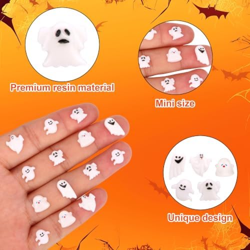 Lyreh 210pcs Mini Resin Ghost, 5 Styles Resin Funny Miniature Ghosts