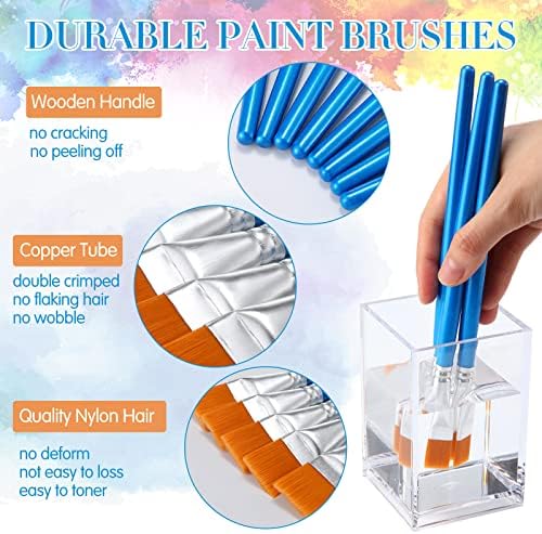 Crtiin 60 Bulk 1/2 Inch Flat Paint Brushes for Acrylic Painting Large(Blue)