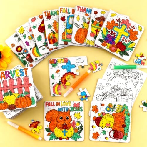 Fall Thanksgiving Crafts for Kids Christian Art Activities Blank Puzzle Toy