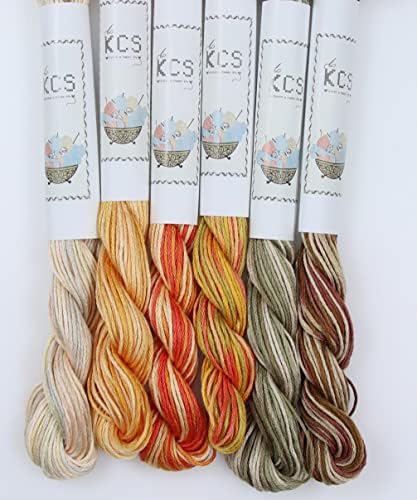 KCS Big skeins of 25 Meters Size 25 Color Variegated Cross Stitch Stranded Threads,6 skeins,13