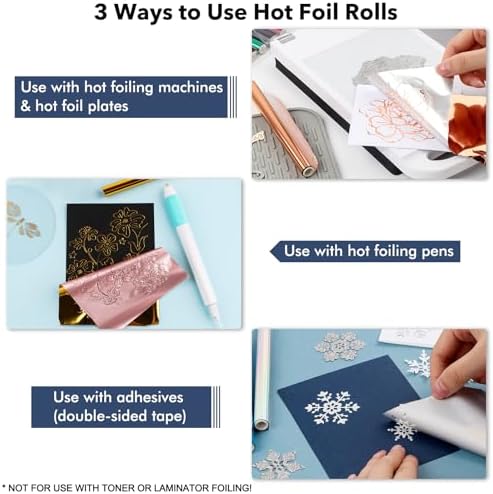 CYFUN DESIGN Hot Foil Roll & Hot Heated Foil Pens Set, Foil Quill Tool Freestyle Starter Kit, Includes 1 USB Heat Foil Pen and 13 PCS 5.9inch x 4.26feet Foil Rolls for Card Making