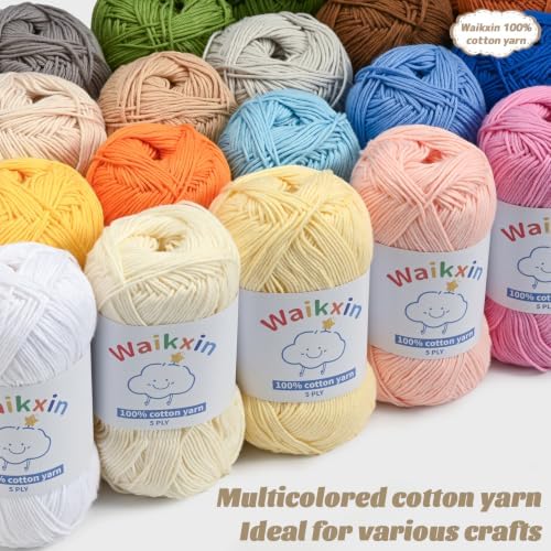 100% Cotton Yarn for Crocheting,Baby Yarn for Crocheting Soft,5 Ply Milk Cotton Yarn,#2 Sport Weight Cotton Yarn,3.52oz/262.4yds Amigurumi Yarn for Puzzle,Clothes&DIY Crafts.(Grass Green)