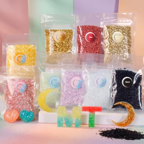 Matio 1.8oz/ 50g Iridescent Crushed Glass,Colorful Pink Irregular Glitter