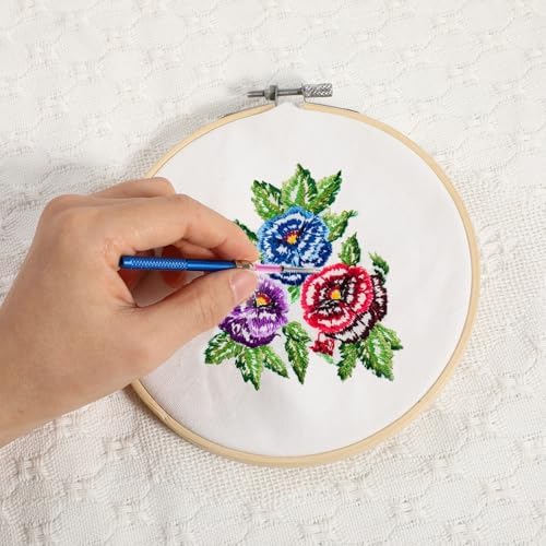 13 PCS Punch Needle Kit Embroidery Punch Needle Tool Punch Needles with Handles Punch Embroidery Kit with 10 Sizes Embroidery Tool Punch for Adults Beginner Cross Stitch DIY Craft